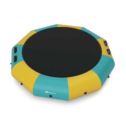 12 Feet Inflatable Splash Padded Water Bouncer Trampoline-Blue - Yellow