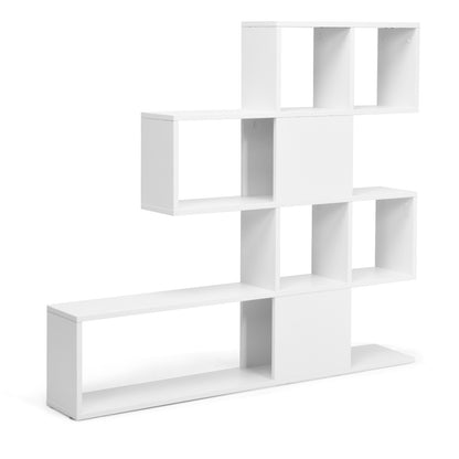 5-Tier Bookshelf Corner Ladder Bookcase with Storage Rack-White - White