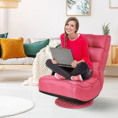 5-Position Folding Floor Gaming Chair-Pink