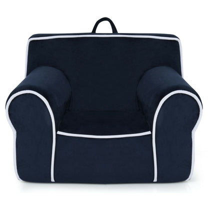 Upholstered Kids Sofa with Velvet Fabric and High-Quality Sponge-Pink - Navy