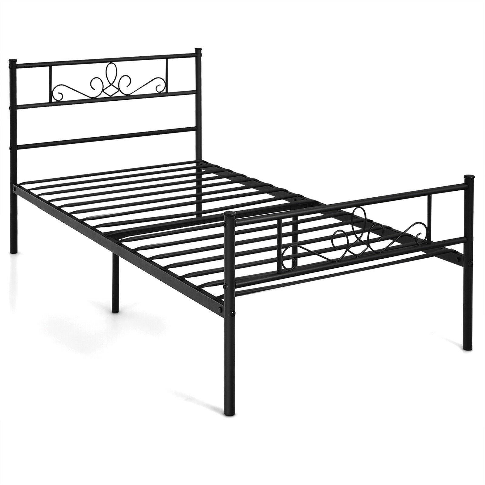 Twin/Full/Queen Size Metal Bed Frame with Headboard and Footboard-Twin Size - Twin Size
