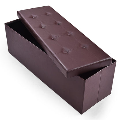 45 Inches Large Folding Ottoman Storage Seat - Brown