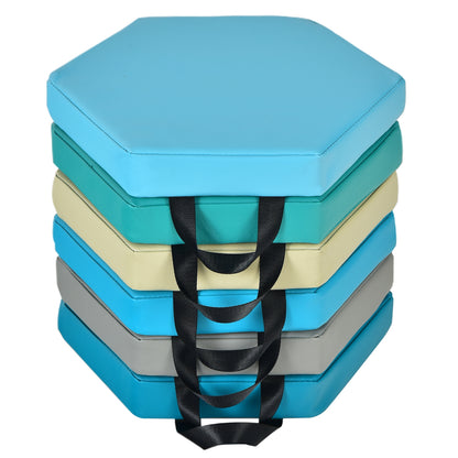 6 Pieces Multifunctional Hexagon Toddler Floor Cushions Classroom Seating with Handles-Multicolor - Blue