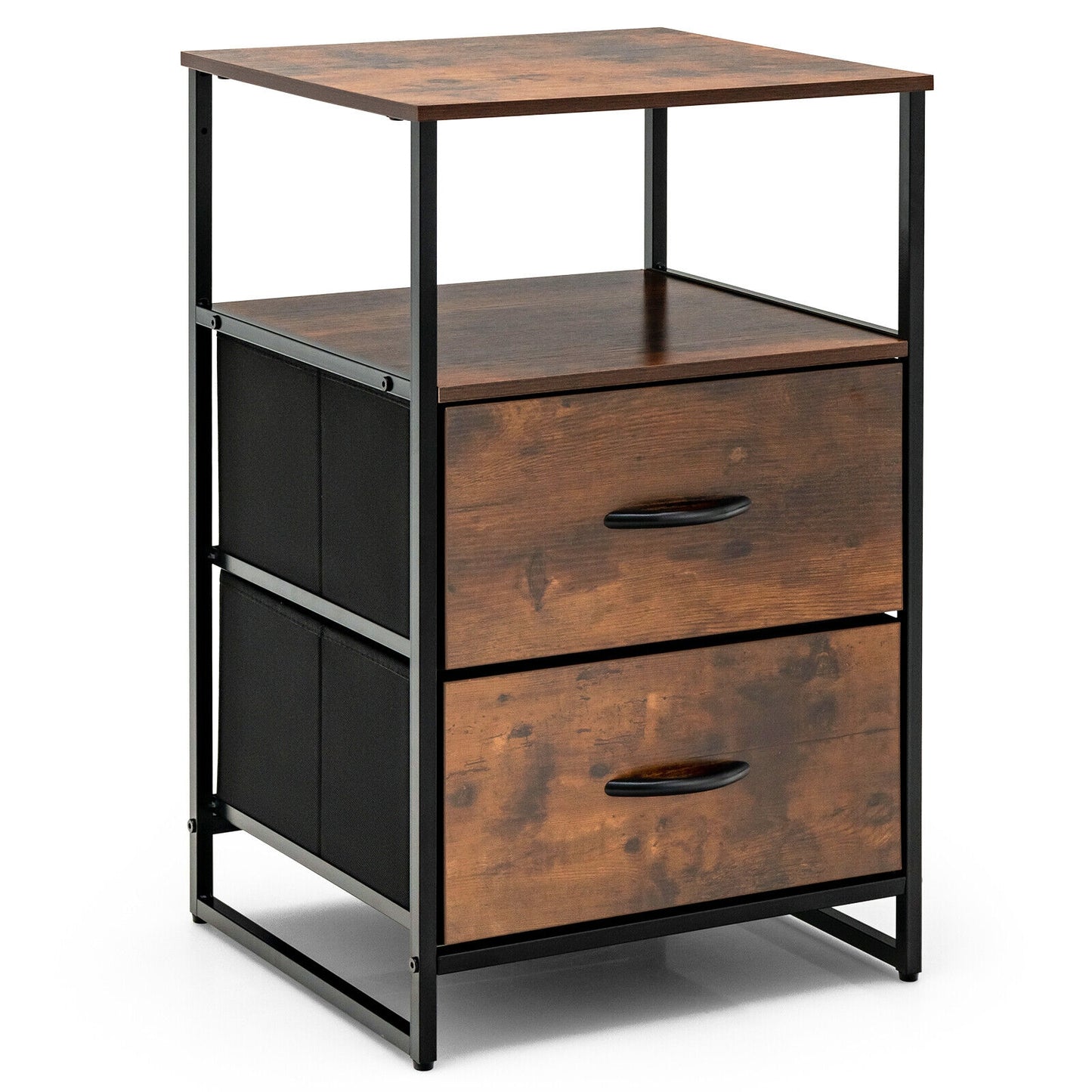 Freestanding Cabinet Dresser with Wooden Top Shelves-S - S