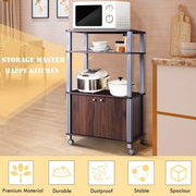 Microwave Rack Stand Rolling Storage Cart-Walnut - Walnut