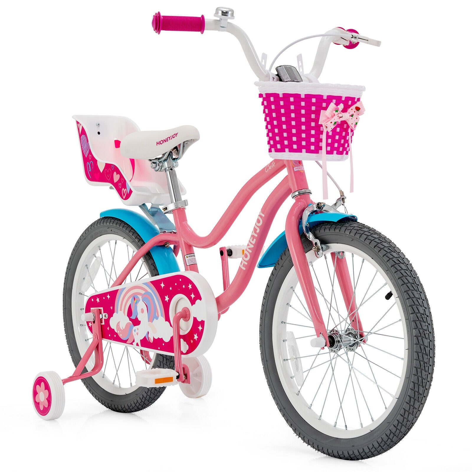 16 Inch Kids Bike with Training Wheels and Storage Basket-16 inches - 18 Inches