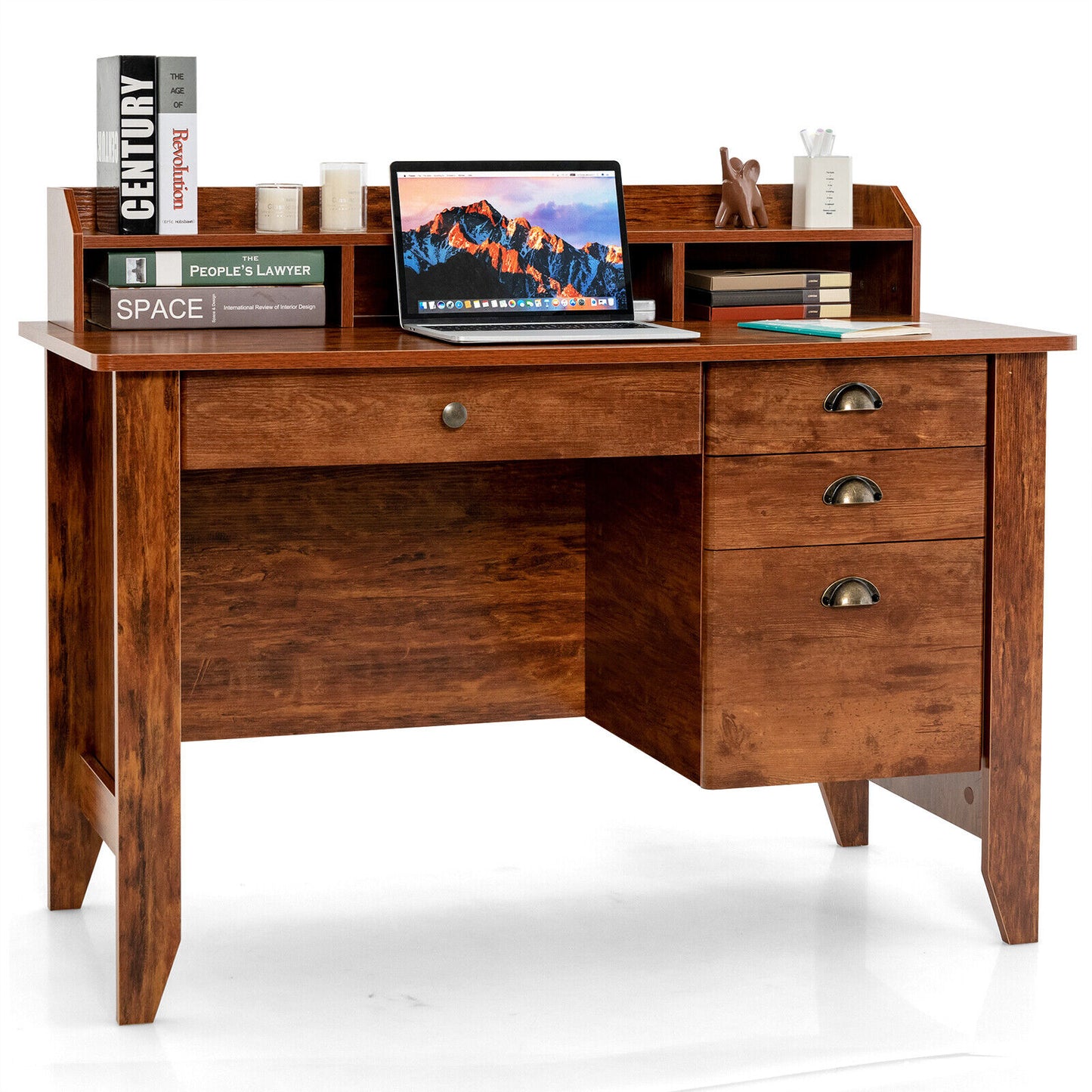 Computer Desk PC Laptop and Writing Table Workstation -Black - Rustic Brown