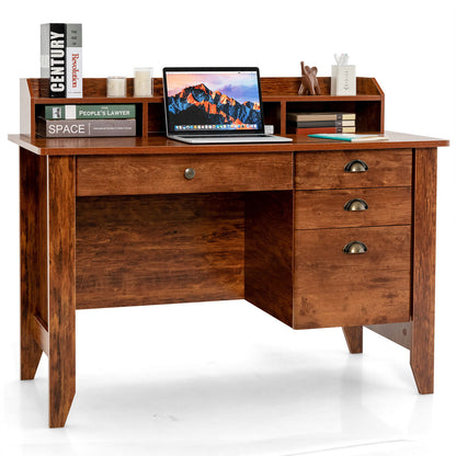 Computer Desk PC Laptop and Writing Table Workstation -Black - Rustic Brown