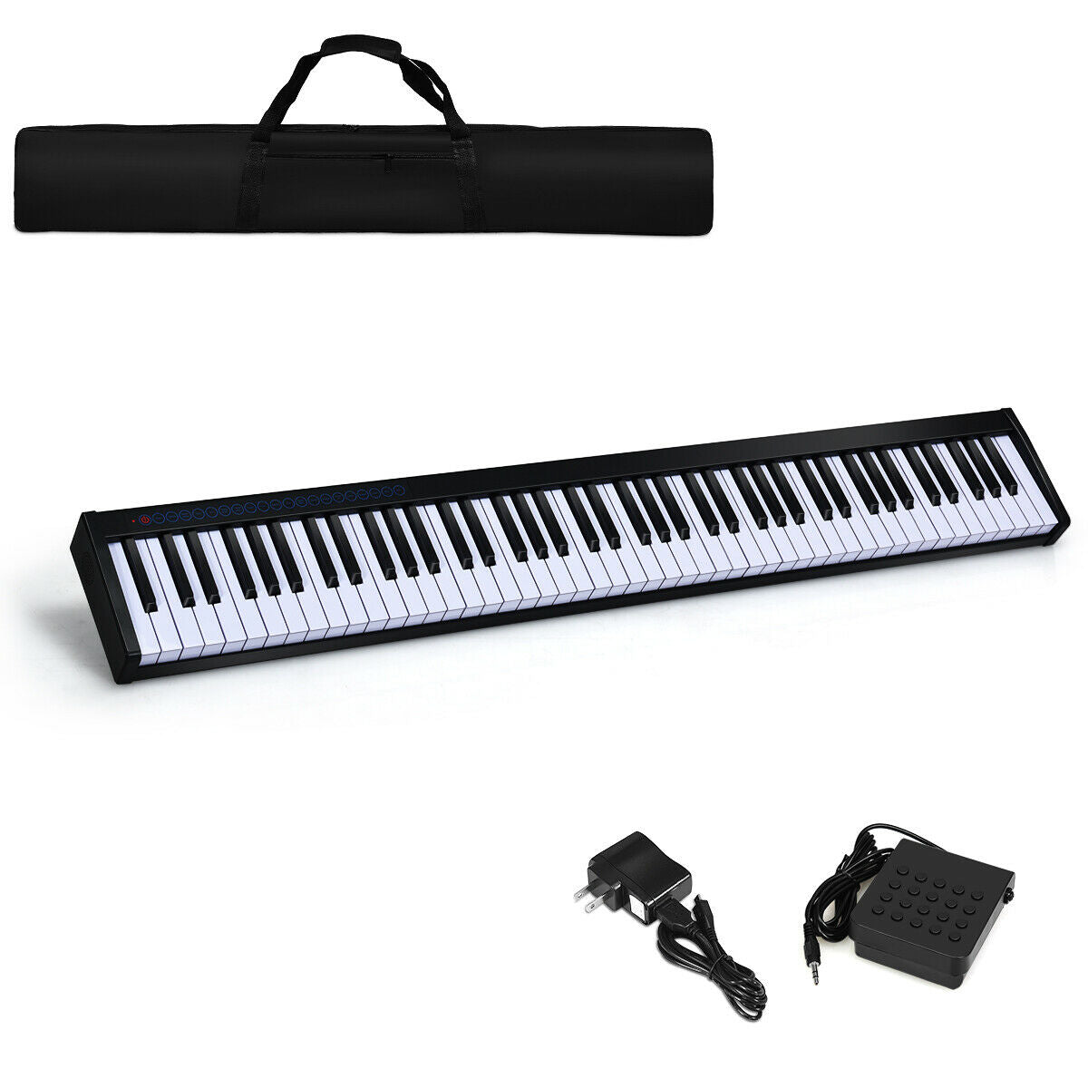 88-Key Portable Electronic Piano with Voice Function-Black