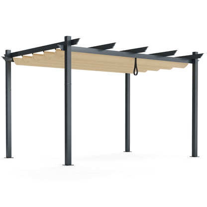 10 x 13 Feet Outdoor Aluminum Retractable Pergola Canopy Shelter
