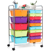 15-Drawer Utility Rolling Organizer Cart with Multi-Use Storage-Multicolor