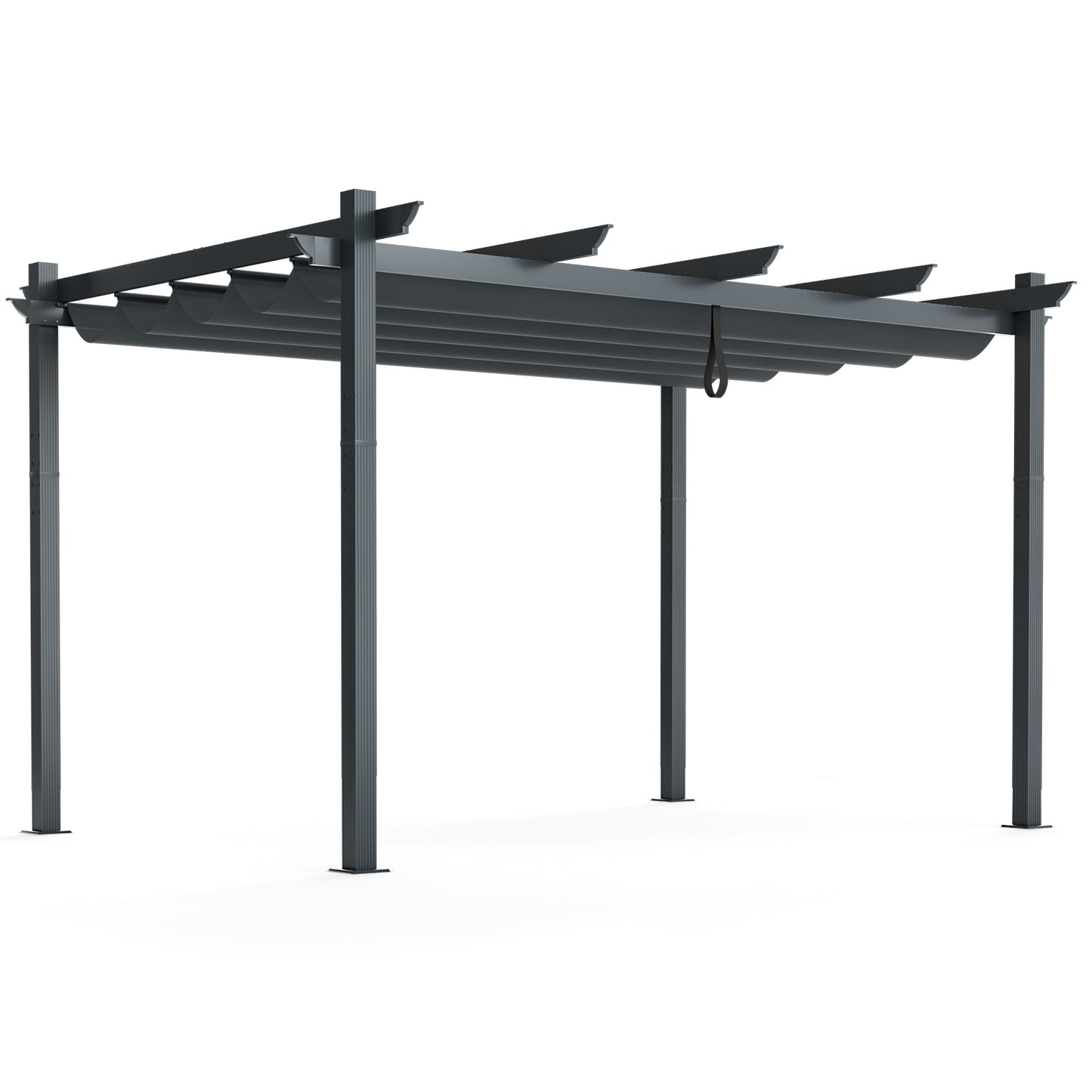 10 x 13 Feet Outdoor Aluminum Retractable Pergola Canopy Shelter-Gray - Gray