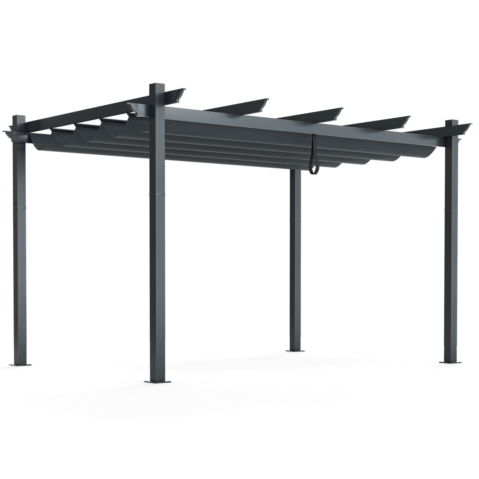 10 x 13 Feet Outdoor Aluminum Retractable Pergola Canopy Shelter-Gray - Gray