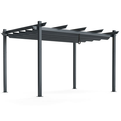 10 x 13 Feet Outdoor Aluminum Retractable Pergola Canopy Shelter-Gray - Gray