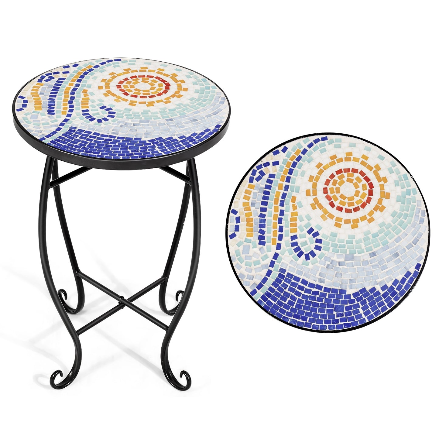 Outdoor Indoor Steel Accent Plant Stand Cobalt Table