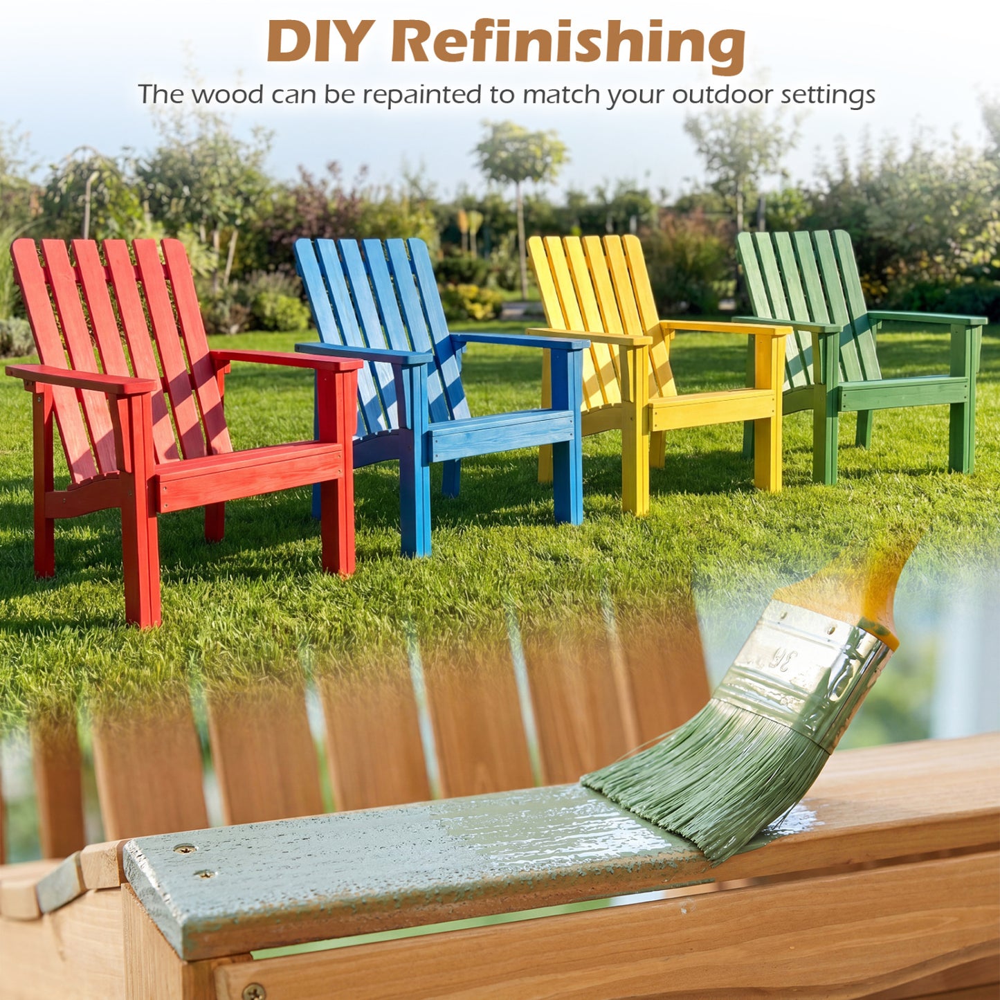 Acacia Wood Patio Dining Chair with Curved Seat & Armrests