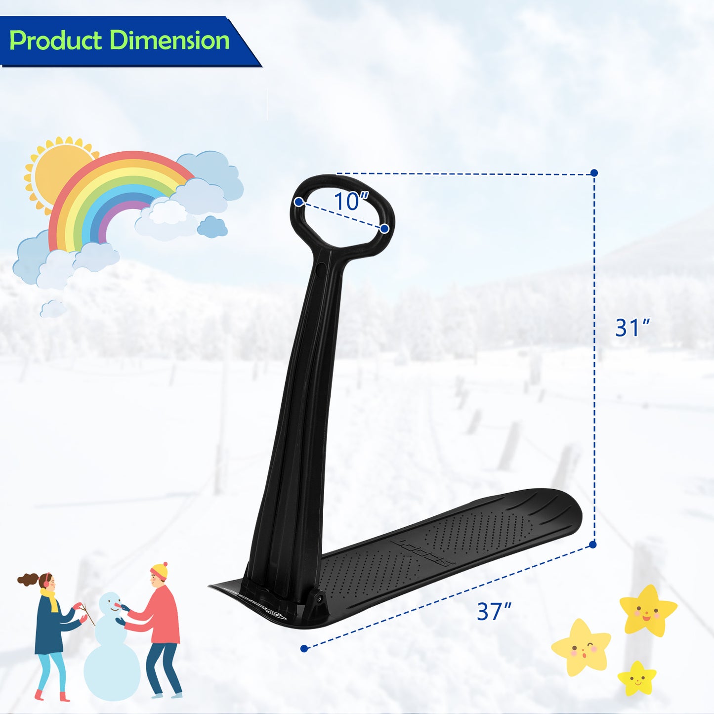 1-Rider Snow Scooter with Grip Handle-Black
