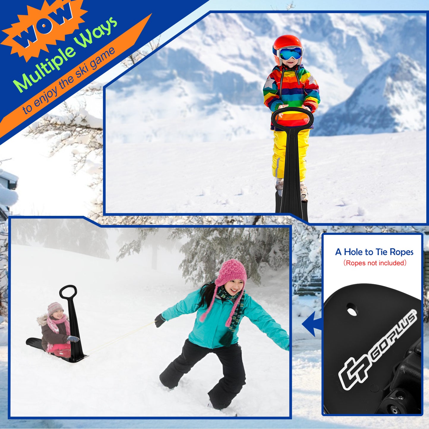 1-Rider Snow Scooter with Grip Handle-Black