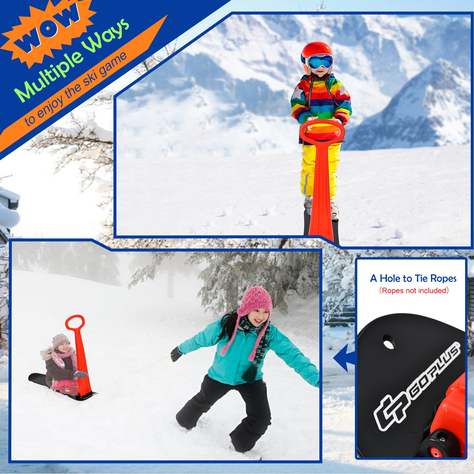 1-Rider Snow Scooter with Grip Handle-Red