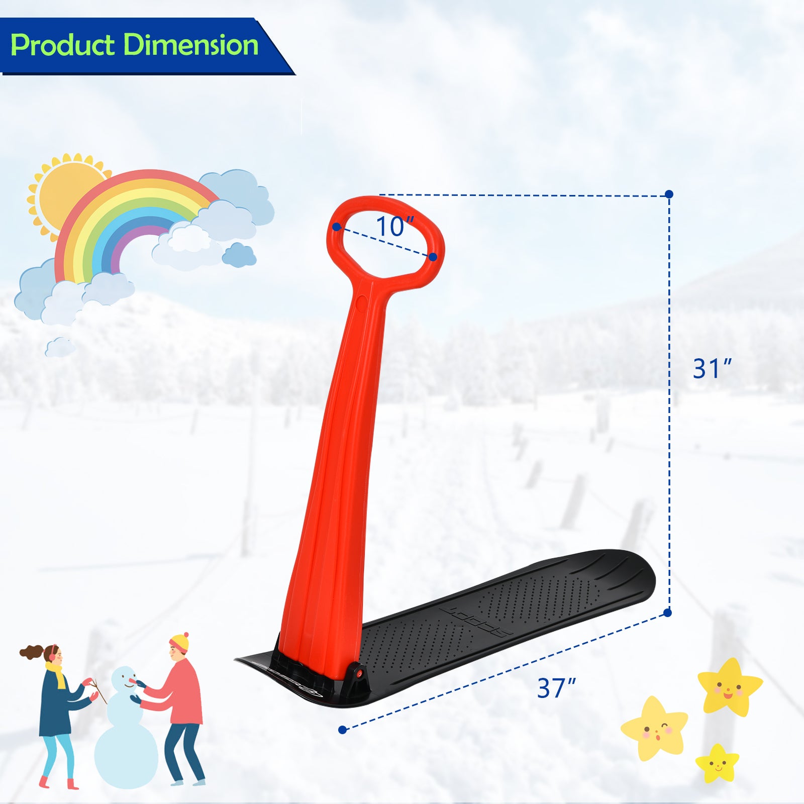 1-Rider Snow Scooter with Grip Handle-Red