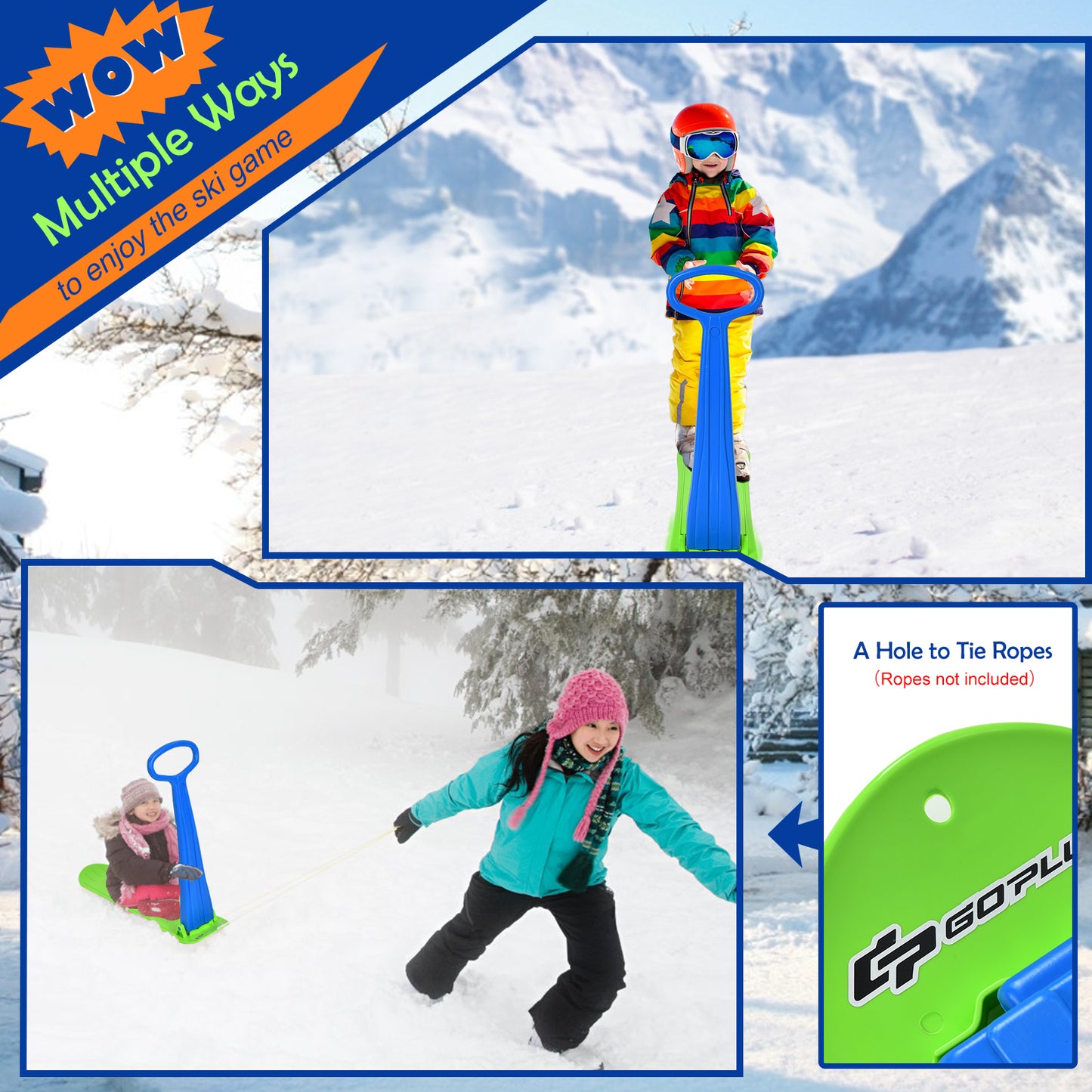 1-Rider Snow Scooter with Grip Handle-Blue