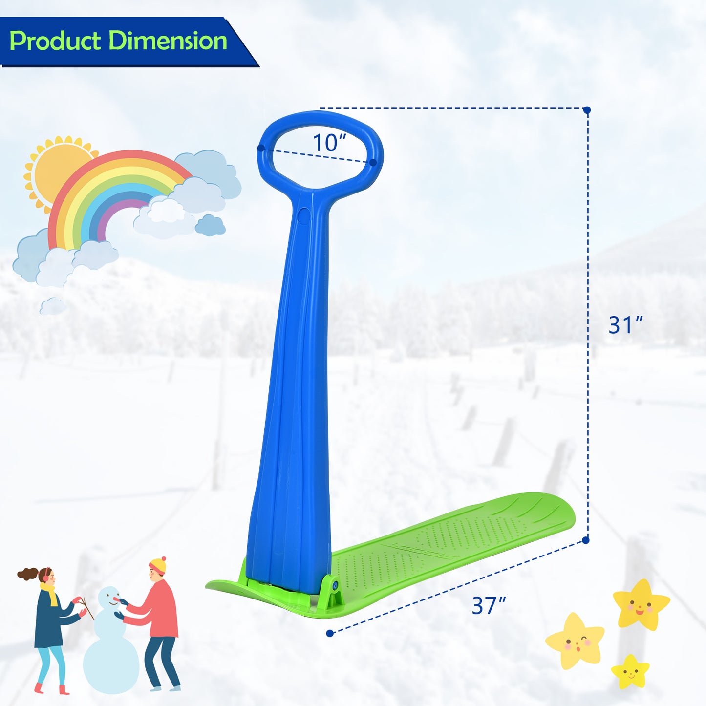 1-Rider Snow Scooter with Grip Handle-Blue