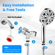 Handheld Filtered High Pressure Shower Head with 5FT Hose Bracket