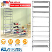 10 Tiers Shoes Rack Shelves 27 Pairs Shoes Storage Organizer Stand Non-Woven Fabric Detachable Shoes Tower Stackable Shoes Storage Rack for Entryway