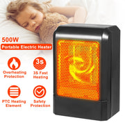 500W Portable Electric Heater PTC Ceramic Heating Fan 3S Heating Space