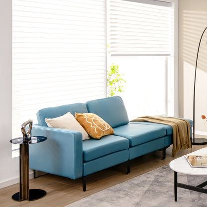 Modular 3-Seat L-shaped Sectional Sofa with Reversible Chaise and 2 USB Ports-Blue - Blue