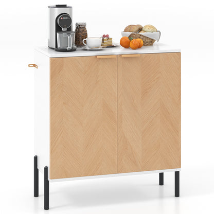 2-Door Buffet Cabinet Sideboard with Shelf and Metal Legs
