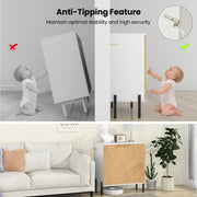 2-Door Buffet Cabinet Sideboard with Shelf and Metal Legs-White-Natural Wood