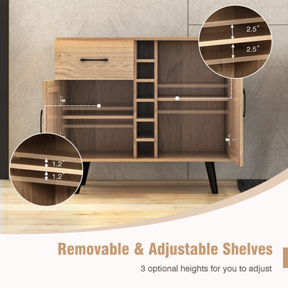 Modern Wine Bar Buffet Cabinet with 6-Bottle Wine Rack
