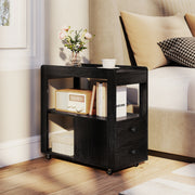 2-Drawer Sofa Side Table with Shelves for Living Room-Black