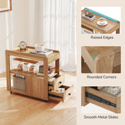 2-Drawer Sofa Side Table with Shelves for Living Room-Natural