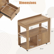 2-Drawer Sofa Side Table with Shelves for Living Room-Natural
