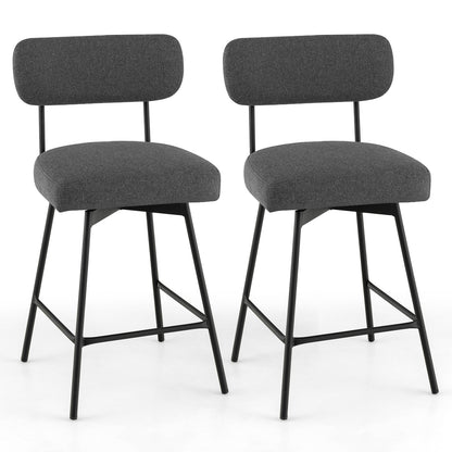 25 Inch 2-Piece Modern Upholstered Bar Stools with Back and Footrests-Gray - Gray