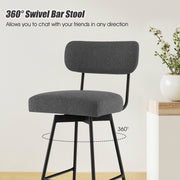 25 Inch 2-Piece Modern Upholstered Bar Stools with Back and Footrests-Gray