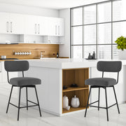 25 Inch 2-Piece Modern Upholstered Bar Stools with Back and Footrests-Gray