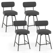 25 Inch 2-Piece Modern Upholstered Bar Stools with Back and Footrests-Gray