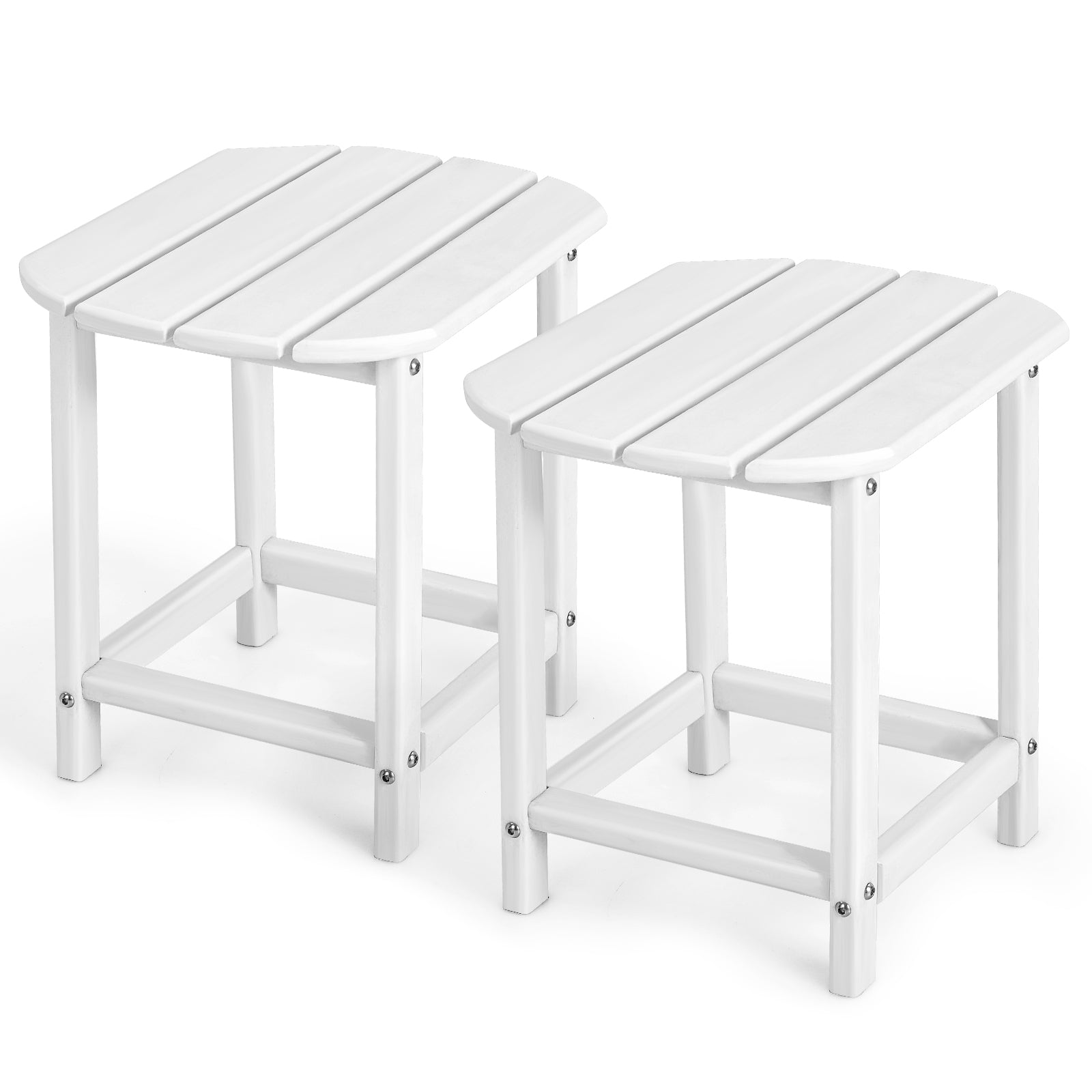 2-Pieces18 Inches Adirondack Outdoor Side Table for Patio and Garden-Navy - White