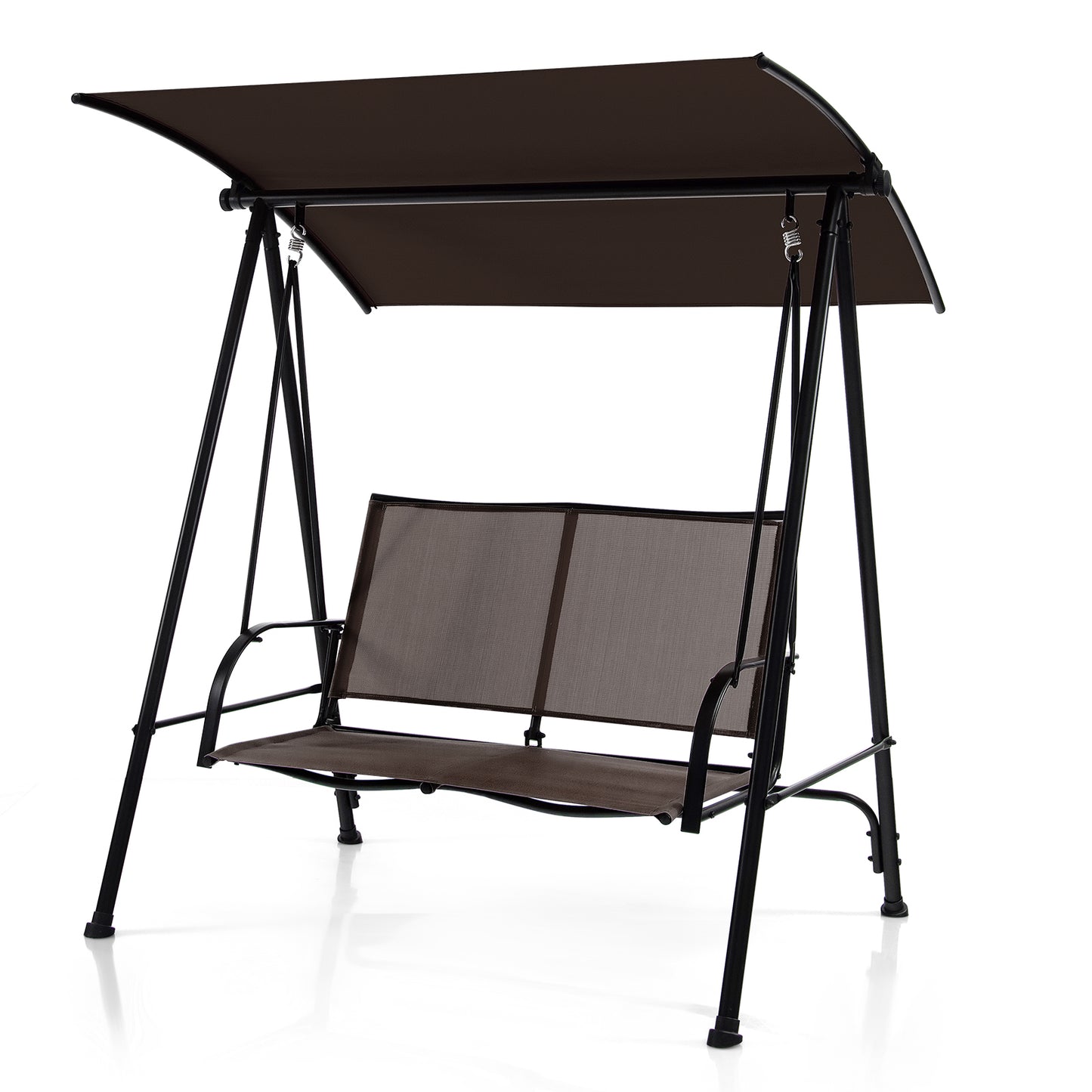 2-Seat Outdoor Canopy Swing with Comfortable Fabric Seat and Heavy-duty Metal Frame