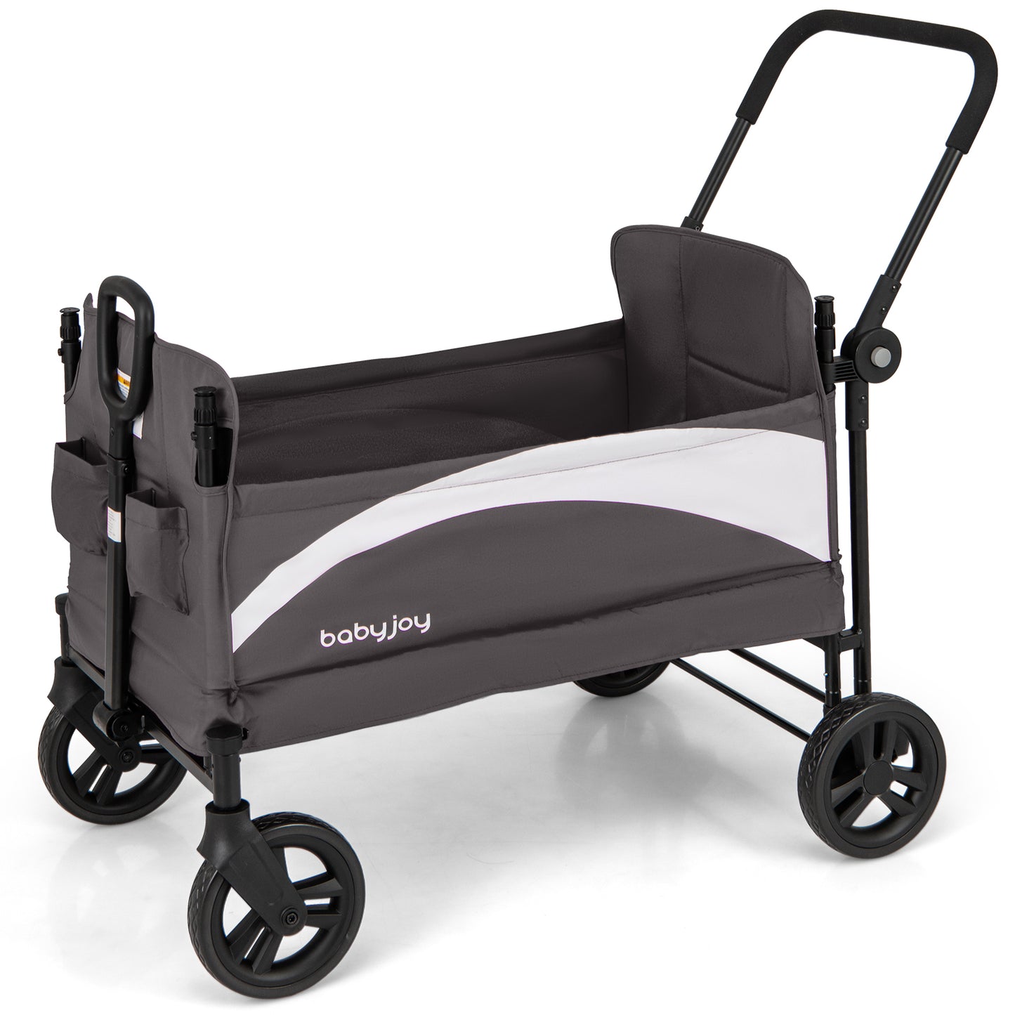 2-Seat Stroller Wagon with Adjustable Canopy and Handles