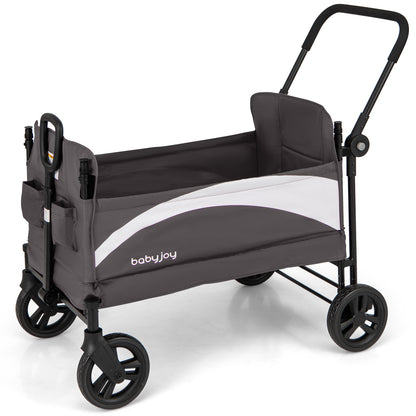 2-Seat Stroller Wagon with Adjustable Canopy and Handles