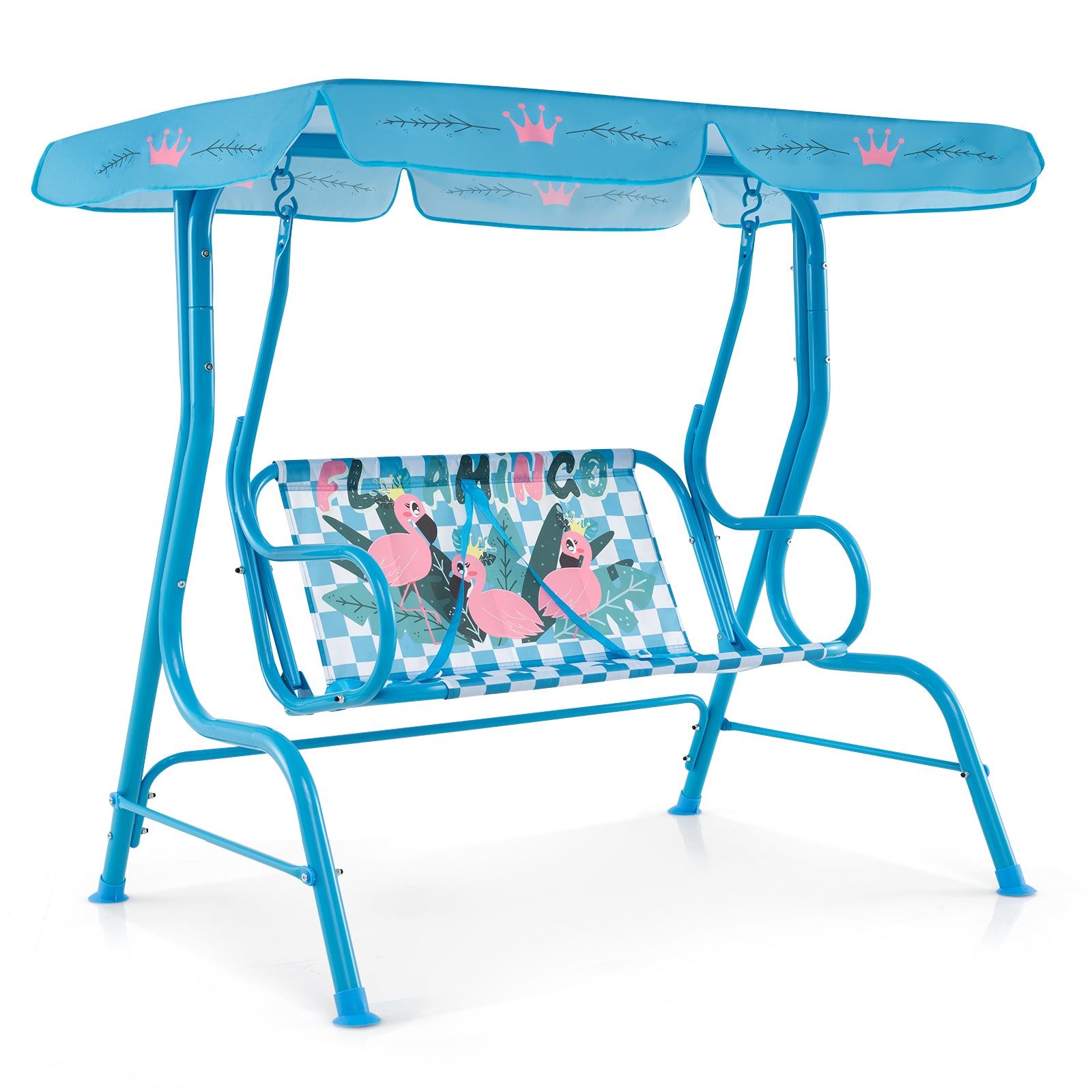 2 Person Kids Patio Swing Porch Bench with Canopy - Navy