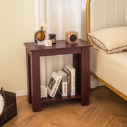 2-Tier Modern Compact End Table with Storage Shelf-Brown