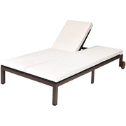 2-Person Patio Rattan Lounge Chair with Adjustable Backrest-White