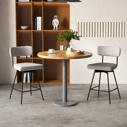 25 Inch 2-Piece Modern Upholstered Bar Stools with Back and Footrests
