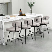 25 Inch 2-Piece Modern Upholstered Bar Stools with Back and Footrests-Beige