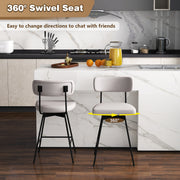 25 Inch 2-Piece Modern Upholstered Bar Stools with Back and Footrests-Beige